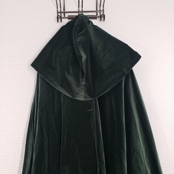 Excalibor Renaissance Fair Cloak Cape Emerald Green Velvet Hooded Medieval LARP - Picture 10 of 16